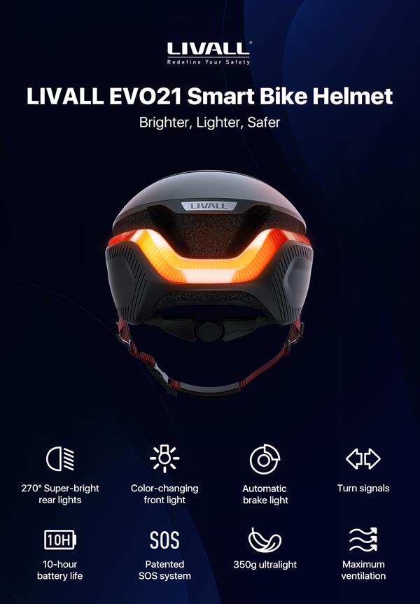 Livall Evo21 Dark Night | smart cykelhjelm med LED lys